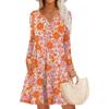 imageANRABESS Long Sleeve Dresses for Women 2025 Fall Casual Flowy Swing V Neck Boho Floral Mini Travel Vacation Dress with PocketFloral Chrysanthemum