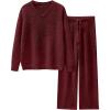 imageANRABESS Lounge Sets for Women Fuzzy Fleece Pajama Sets 2 Piece Outfits Cozy Sweater Matching Set 2025 Fall Winter LoungewearWine Red