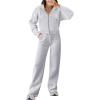 imageANRABESS Women 2 Piece Outfits Sweatsuit Zip Up Crop Hoodies SweatPants Lounge Matching Sweat Set 2024 Winter Trendy ClothesGrey