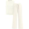 imageANRABESS Women 2 Piece Summer Outfits 2025 Crochet Sweater Vest Wide Leg Pants Lounge Matching Sets Travel Vacation ClothesCreamy White