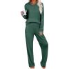 imageANRABESS Womens 2 Piece Lounge Pajama Sets Ribbed Knit Long Sleeve Hoodies Tops Matching Pants Casual Fall Sleepwear OutfitsGreen