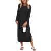 imageANRABESS Womens 34 Long Sleeve Striped Slit Midi T Shirt Dresses with Pockets 2025 Dressy Casual Fall Fashion Travel OutfitsBlack