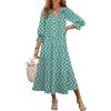 imageANRABESS Womens Boho Maxi Dresses 2025 Summer Casual V Neck Puff Sleeve Floral Tiered Flowy Swing Beach Vacation Long DressFloral Green
