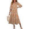 imageANRABESS Womens Boho Maxi Dresses 2025 Summer Casual V Neck Puff Sleeve Floral Tiered Flowy Swing Beach Vacation Long DressFloral Orange Red