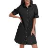 imageANRABESS Womens Button Down Shirt Dress Summer Short Sleeve Business Casual Shift Dresses with Pockets 2025 TrendyBlack