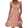 imageANRABESS Womens Summer Short Dress 2025 Square Neck Sleeveless A Line Ruffled Wedding Casual Cute Teen Beach Mini SundressOrange Floral