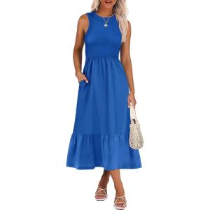 imageANRABESS Women Midi Dresses 2025 Summer Casual Sleeveless Sundress High Neck Tank Top Racerback Flowy Beach Dress  PocketsRoyal Blue