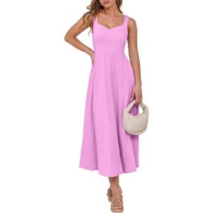 imageANRABESS Women Summer Casual Dress Sleeveless Smocked Back Tank Midi Dresses 2025 Beach Vacation Sundress with PocketsPink