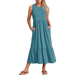 imageANRABESS Women Summer Casual Sleeveless Crewneck Sundress Aline Flowy Tiered Maxi Long Beach Dress Vacation OutfitsLake Blue