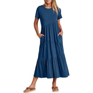 imageANRABESS Women Summer Maxi Dress Short Sleeve Swing Casual Asymmetric Tiered Vacation Long Beach Sundress OutfitsBlue