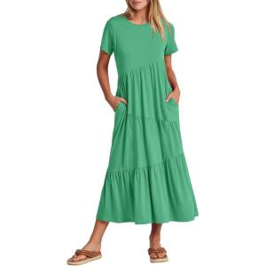 imageANRABESS Women Summer Maxi Dress Short Sleeve Swing Casual Asymmetric Tiered Vacation Long Beach Sundress OutfitsGrass