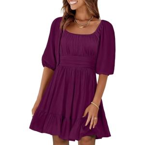 imageANRABESS Womens Half Sleeve Mini Dress 2025 Fall Square Neck Casual Flowy Wedding Guest Dresses Summer Beach Vacation OutfitsDark Purple