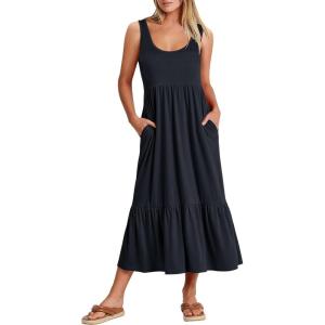 imageANRABESS Womens Summer Sleeveless Maxi Sundress Swing Casual Flowy Tiered Shirts Dress Beach Travel Vacation OutfitsNavy Blue