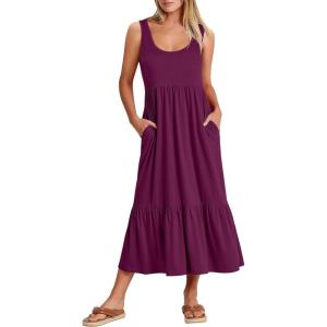 imageANRABESS Womens Summer Sleeveless Maxi Sundress Swing Casual Flowy Tiered Shirts Dress Beach Travel Vacation OutfitsPurple