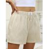 imageANRABESS Boxer Shorts for Women Gingham Pajama 2025 Summer Casual Lounge Sleep Plaid Shorts Y2K Beach BottomsApricot White Wide Stripe