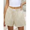 imageANRABESS Boxer Shorts for Women Gingham Pajama 2025 Summer Casual Lounge Sleep Plaid Shorts Y2K Beach BottomsApricot White Wide Stripe