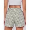 imageANRABESS Boxer Shorts for Women Gingham Pajama 2025 Summer Casual Lounge Sleep Plaid Shorts Y2K Beach BottomsArmy Green White Plaid