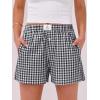 imageANRABESS Boxer Shorts for Women Gingham Pajama 2025 Summer Casual Lounge Sleep Plaid Shorts Y2K Beach BottomsBlack White Plaid