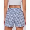 imageANRABESS Boxer Shorts for Women Gingham Pajama 2025 Summer Casual Lounge Sleep Plaid Shorts Y2K Beach BottomsBlue White Plaid