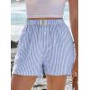 imageANRABESS Boxer Shorts for Women Gingham Pajama 2025 Summer Casual Lounge Sleep Plaid Shorts Y2K Beach BottomsBlue White Stripe