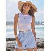 imageANRABESS Boxer Shorts for Women Gingham Pajama 2025 Summer Casual Lounge Sleep Plaid Shorts Y2K Beach BottomsBlue White Stripe