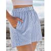 imageANRABESS Boxer Shorts for Women Gingham Pajama 2025 Summer Casual Lounge Sleep Plaid Shorts Y2K Beach BottomsBlue White Stripe