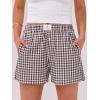 imageANRABESS Boxer Shorts for Women Gingham Pajama 2025 Summer Casual Lounge Sleep Plaid Shorts Y2K Beach BottomsBrown White Plaid