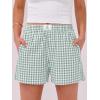imageANRABESS Boxer Shorts for Women Gingham Pajama 2025 Summer Casual Lounge Sleep Plaid Shorts Y2K Beach BottomsGreen White Plaid
