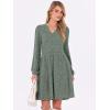 imageANRABESS Long Sleeve Dress for Women Fall Fashion Outfits 2025 Casual V Neck Rib Knit Babydoll Sweater Dresses with PocketsGrey Green