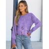 imageANRABESS Long Sleeve Shirts for Women 2025 Fall Dressy Casual Tops Pleated Crewneck Loose Basic Blouses FashionFloral Purple