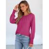 imageANRABESS Long Sleeve Shirts for Women 2025 Fall Dressy Casual Tops Pleated Crewneck Loose Basic Blouses FashionHot Pink