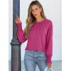 imageANRABESS Long Sleeve Shirts for Women 2025 Fall Dressy Casual Tops Pleated Crewneck Loose Basic Blouses FashionHot Pink