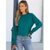 imageANRABESS Long Sleeve Shirts for Women 2025 Fall Dressy Casual Tops Pleated Crewneck Loose Basic Blouses FashionMidnight Green