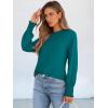 imageANRABESS Long Sleeve Shirts for Women 2025 Fall Dressy Casual Tops Pleated Crewneck Loose Basic Blouses FashionMidnight Green