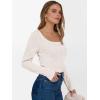 imageANRABESS Long Sleeve Shirts for Women Scoop Neck Tops 2025 Fall Trendy Casual Knit Slim Fit Textured BlousesBeige