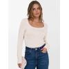 imageANRABESS Long Sleeve Shirts for Women Scoop Neck Tops 2025 Fall Trendy Casual Knit Slim Fit Textured BlousesBeige