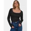 imageANRABESS Long Sleeve Shirts for Women Scoop Neck Tops 2025 Fall Trendy Casual Knit Slim Fit Textured BlousesBlack