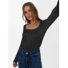 imageANRABESS Long Sleeve Shirts for Women Scoop Neck Tops 2025 Fall Trendy Casual Knit Slim Fit Textured BlousesBlack