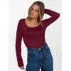 imageANRABESS Long Sleeve Shirts for Women Scoop Neck Tops 2025 Fall Trendy Casual Knit Slim Fit Textured BlousesBurgundy