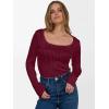 imageANRABESS Long Sleeve Shirts for Women Scoop Neck Tops 2025 Fall Trendy Casual Knit Slim Fit Textured BlousesBurgundy