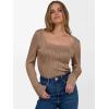 imageANRABESS Long Sleeve Shirts for Women Scoop Neck Tops 2025 Fall Trendy Casual Knit Slim Fit Textured BlousesKhaki