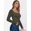 imageANRABESS Long Sleeve Shirts for Women Scoop Neck Tops 2025 Fall Trendy Casual Knit Slim Fit Textured BlousesOlive