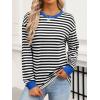 imageANRABESS Long Sleeve Shirts for Women Striped Crewneck Loose Fit Tunic Tops 2025 Fall Color Block TShirtBlack Stripes Combo
