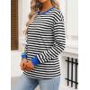 imageANRABESS Long Sleeve Shirts for Women Striped Crewneck Loose Fit Tunic Tops 2025 Fall Color Block TShirtBlack Stripes Combo
