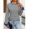 imageANRABESS Long Sleeve Shirts for Women Striped Crewneck Loose Fit Tunic Tops 2025 Fall Color Block TShirtBlack Stripes Combo