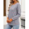 imageANRABESS Long Sleeve Shirts for Women Striped Crewneck Loose Fit Tunic Tops 2025 Fall Color Block TShirtBlue Stripes Combo