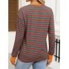 imageANRABESS Long Sleeve Shirts for Women Striped Crewneck Loose Fit Tunic Tops 2025 Fall Color Block TShirtBright Orange Stripes Combo