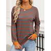 imageANRABESS Long Sleeve Shirts for Women Striped Crewneck Loose Fit Tunic Tops 2025 Fall Color Block TShirtBright Orange Stripes Combo
