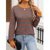 imageANRABESS Long Sleeve Shirts for Women Striped Crewneck Loose Fit Tunic Tops 2025 Fall Color Block TShirtBright Orange Stripes Combo