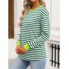 imageANRABESS Long Sleeve Shirts for Women Striped Crewneck Loose Fit Tunic Tops 2025 Fall Color Block TShirtGreen Stripes Combo
